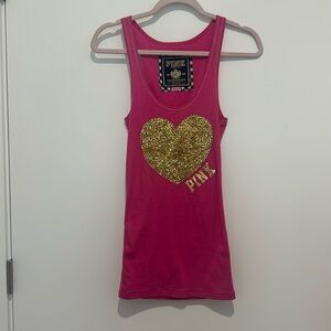 VS pink gold sequin heart y2k tank medium